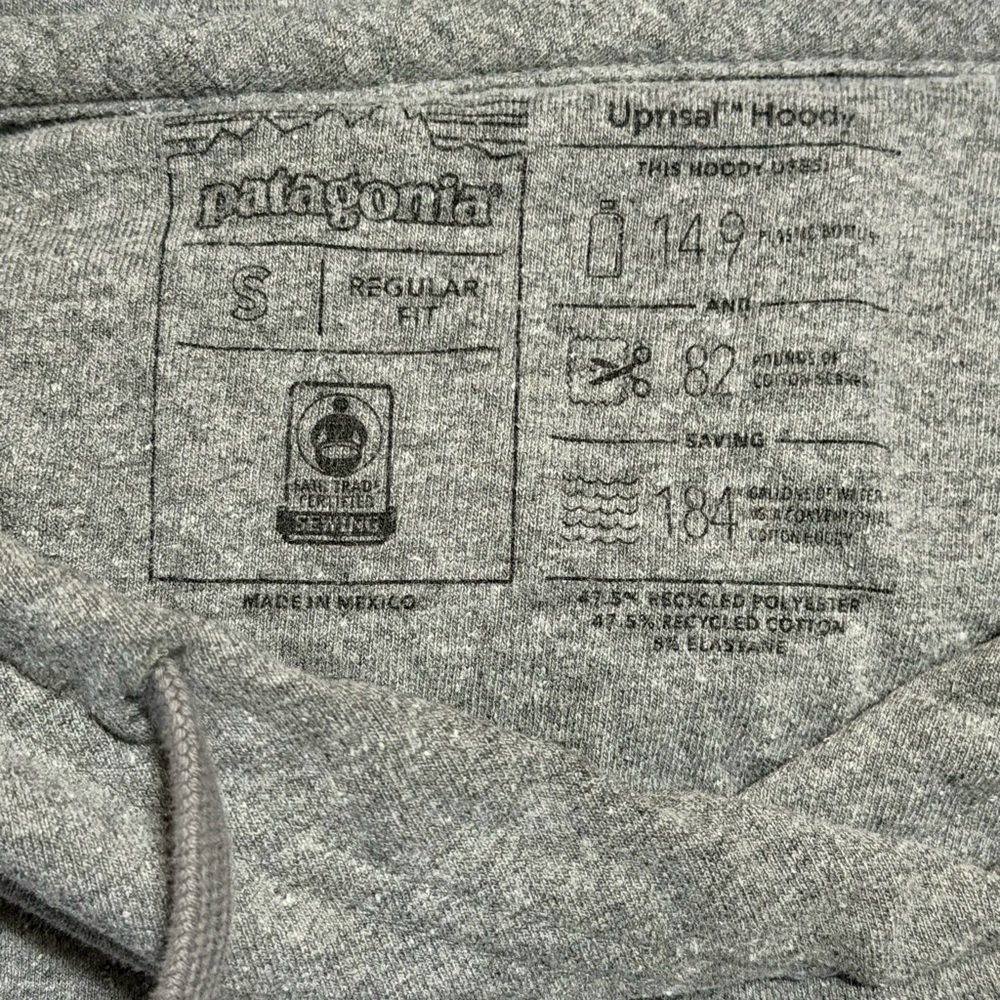 Patagonia Uprisal Hoodie Small Gray Mountain Stripe Pullover - Picture 7 of 11